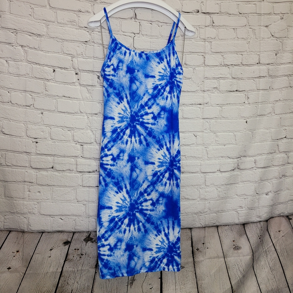 NWT Tie-Dye Cami Bodycon Dress Blue White